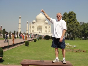 Visiting the Taj Mahal in Agra, India.