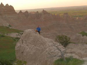In the morning, Doug in the Badlands.
